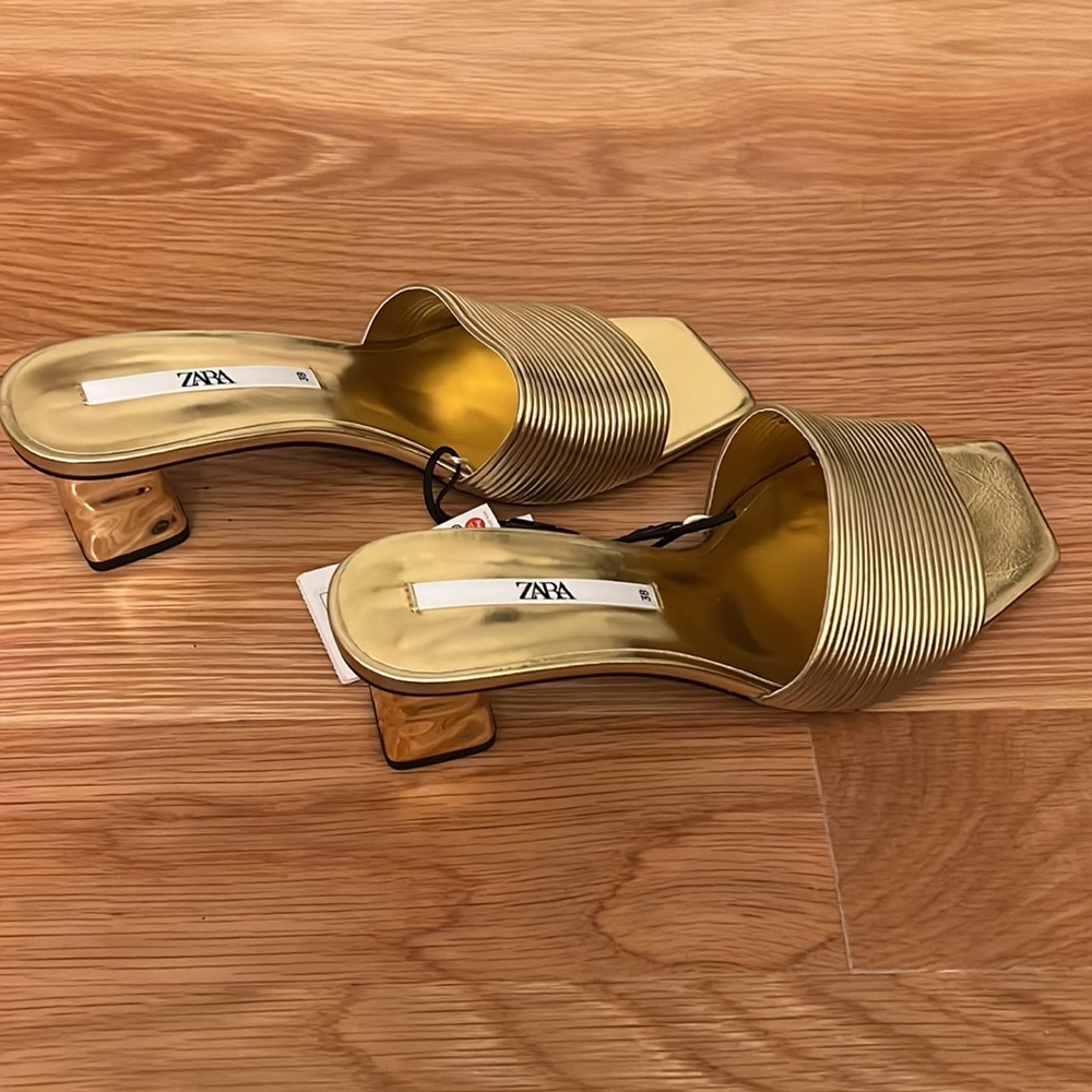 Zara Gold Mule Sandal